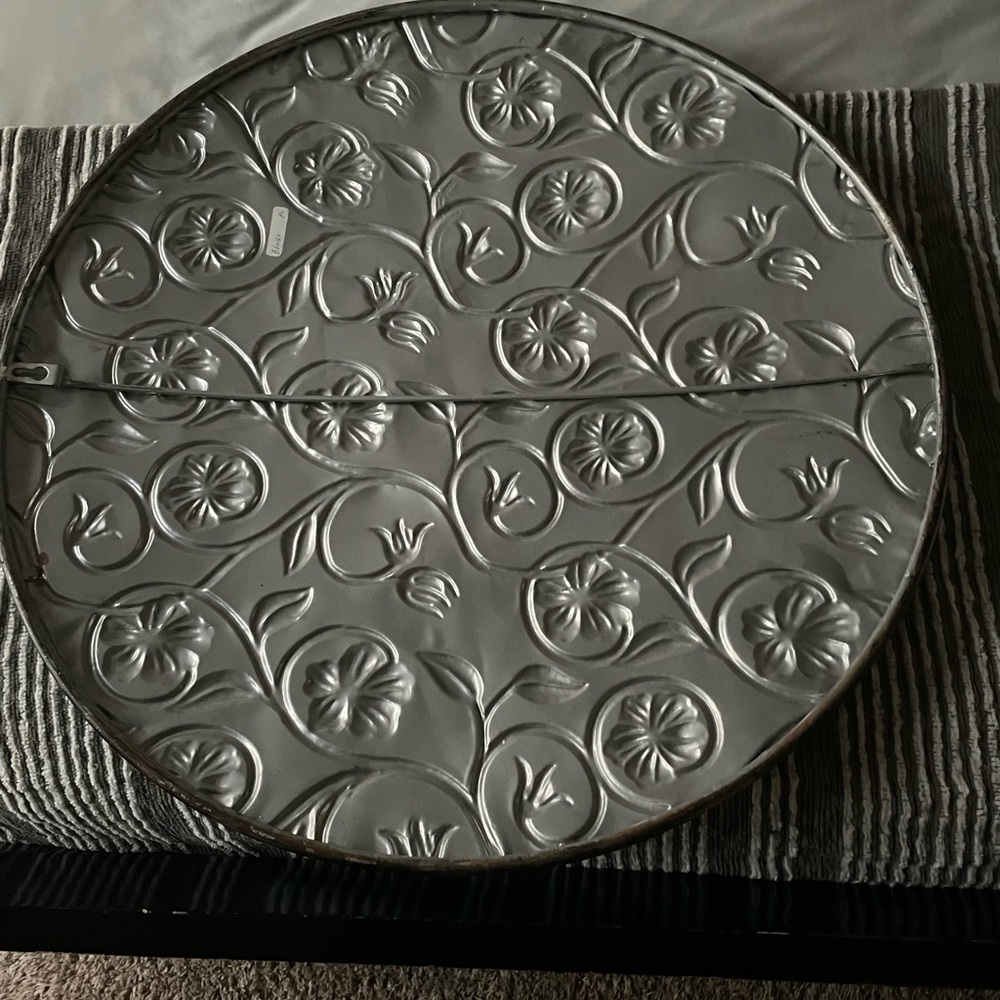 Metal Ornate Embossed Round Wall Decor 26X26 - Picture 2 of 2